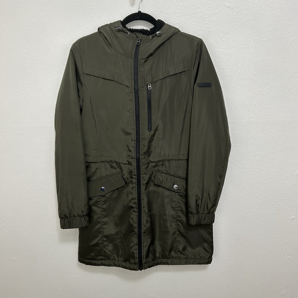 Lucky Brand Coat Womens Small Green Winter Parka Long Fleece Lined Outerwear